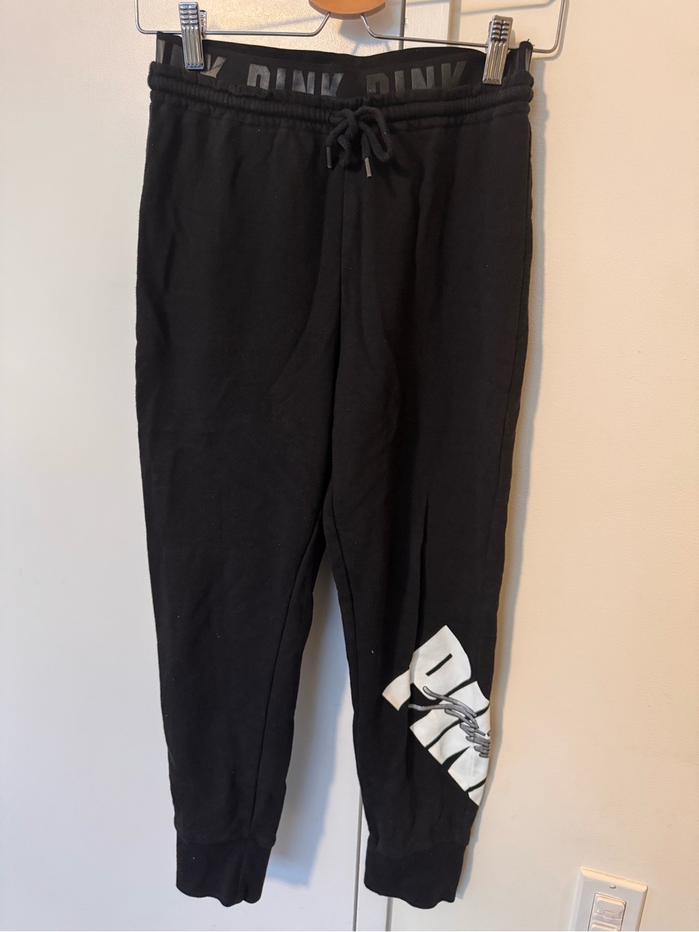 PINK Black Logo Jogger Sweatpants size Small
